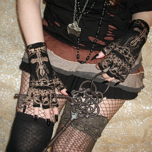 worshiped gloves - black + copper