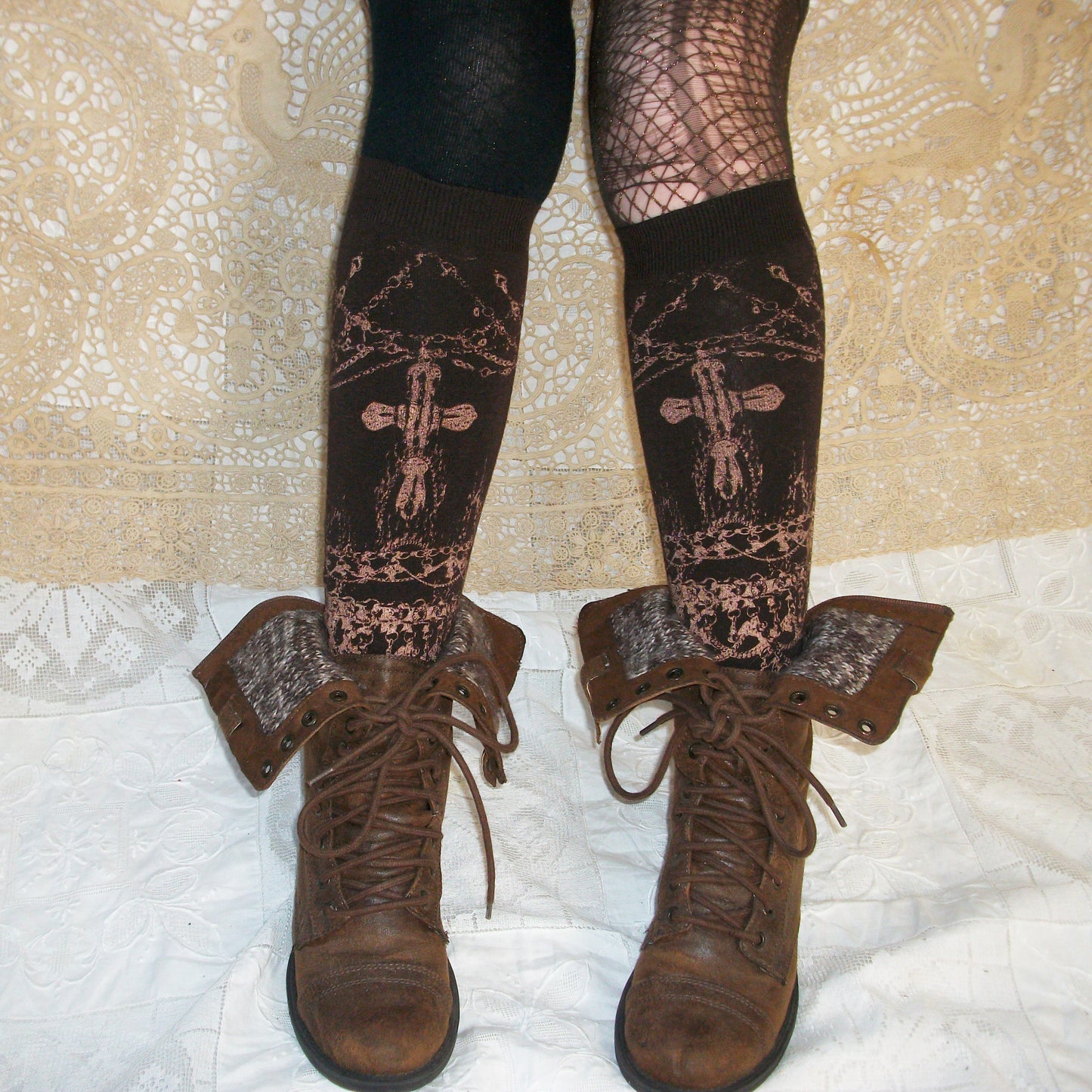 worshiped knee socks - brown + copper