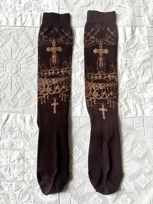 worshiped knee socks - brown + copper
