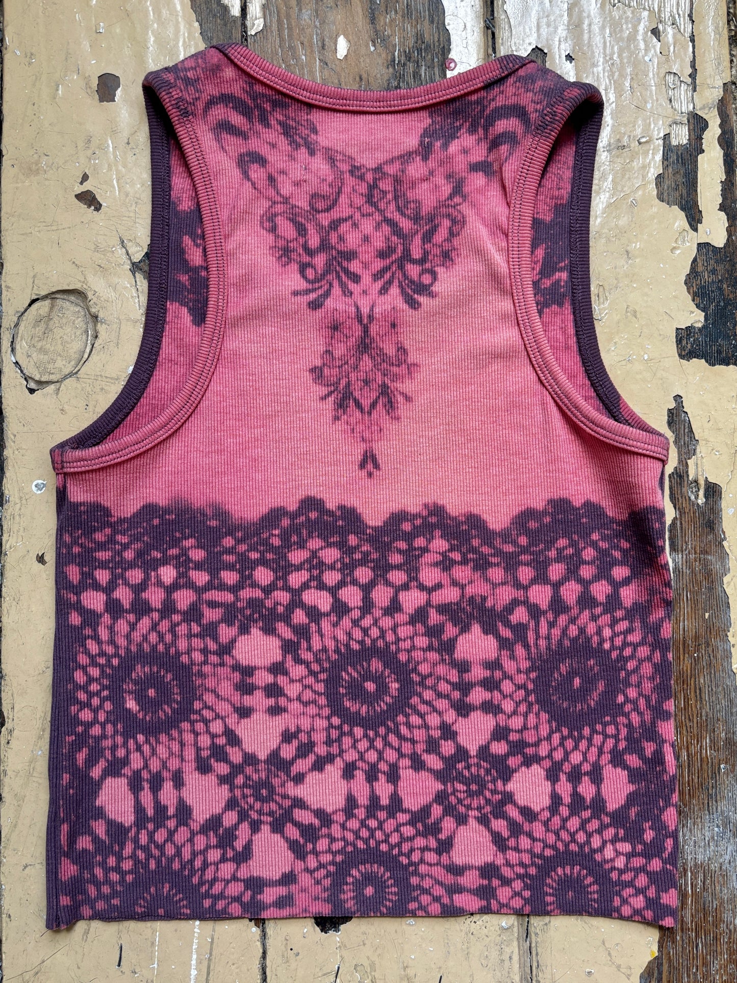 rose lilac bleach lace tank - s/m