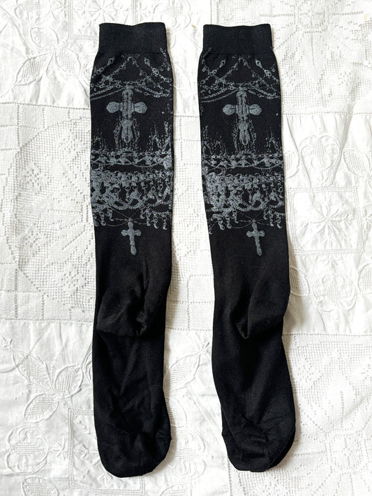 worshiped knee socks - black + gunmetal