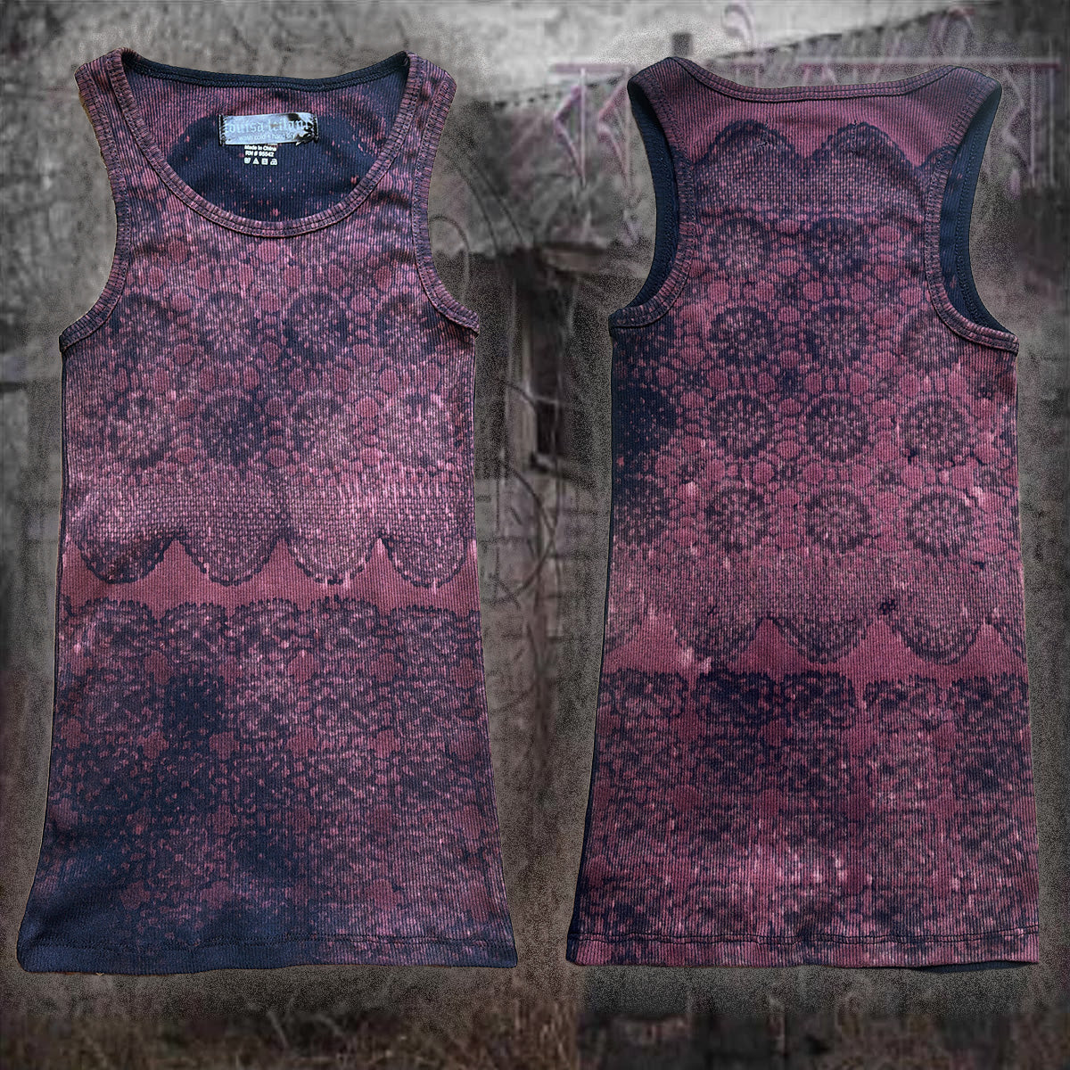 crochet bleached tank - S