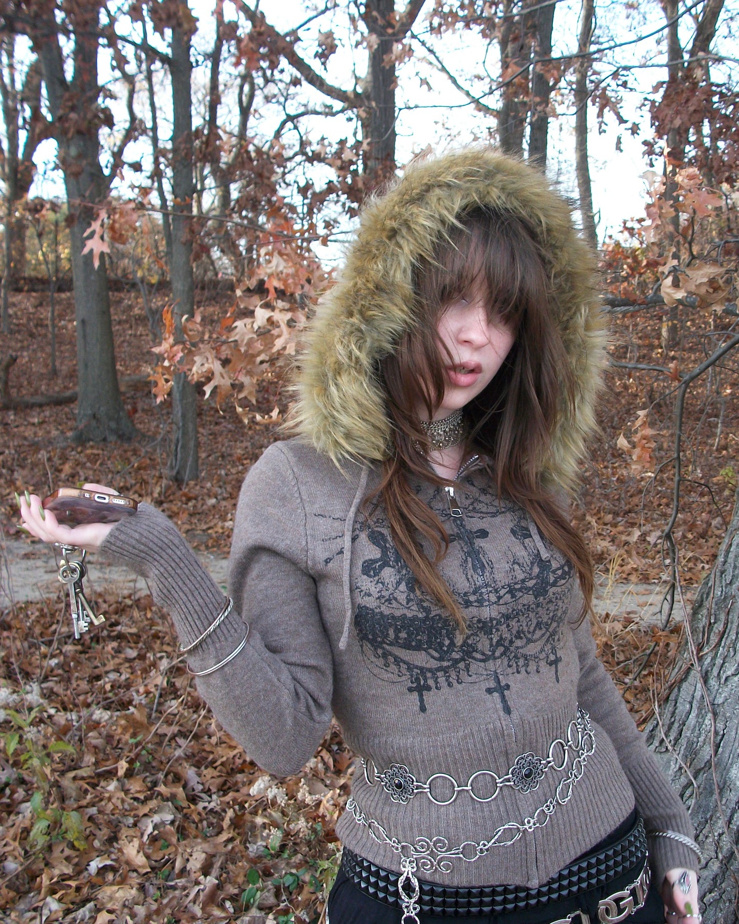 worshipped fur hood fitted knit zip up - taupe