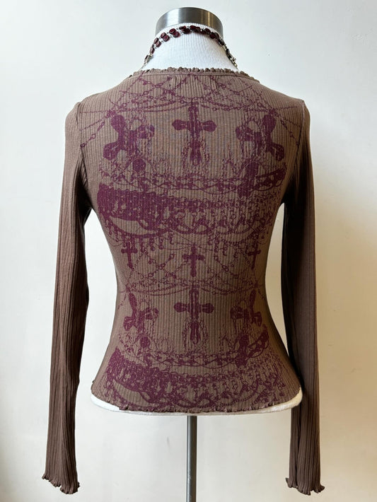 worshipped long sleeve brown+maroon