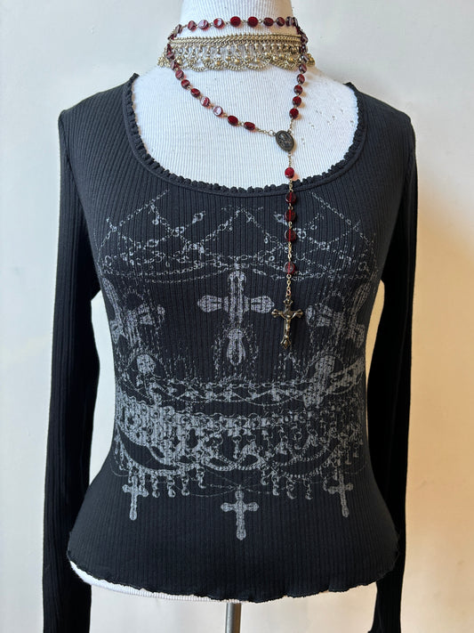 worshipped long sleeve black+gunmetal