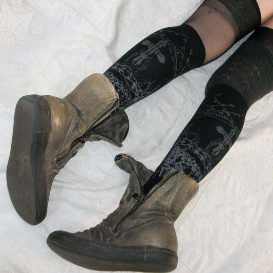 worshiped knee socks - black + gunmetal