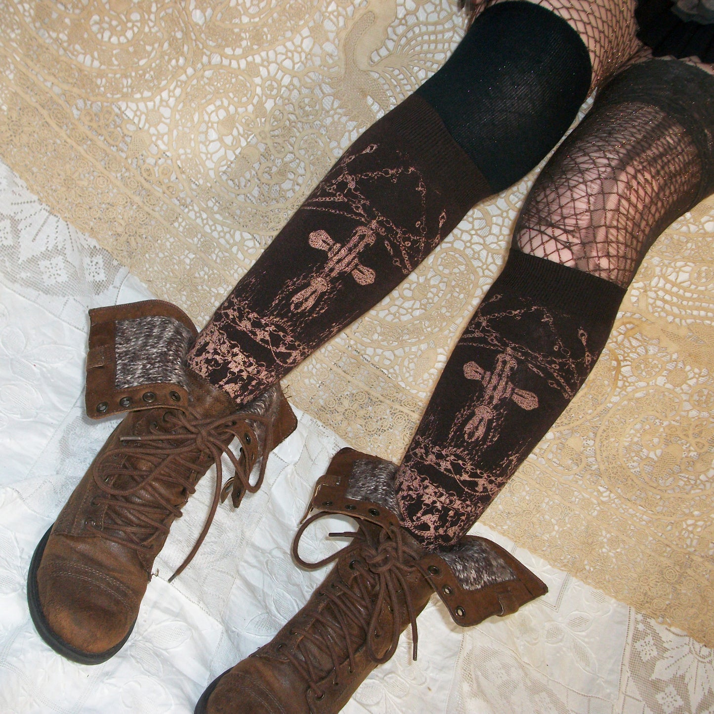 worshiped knee socks - brown + copper