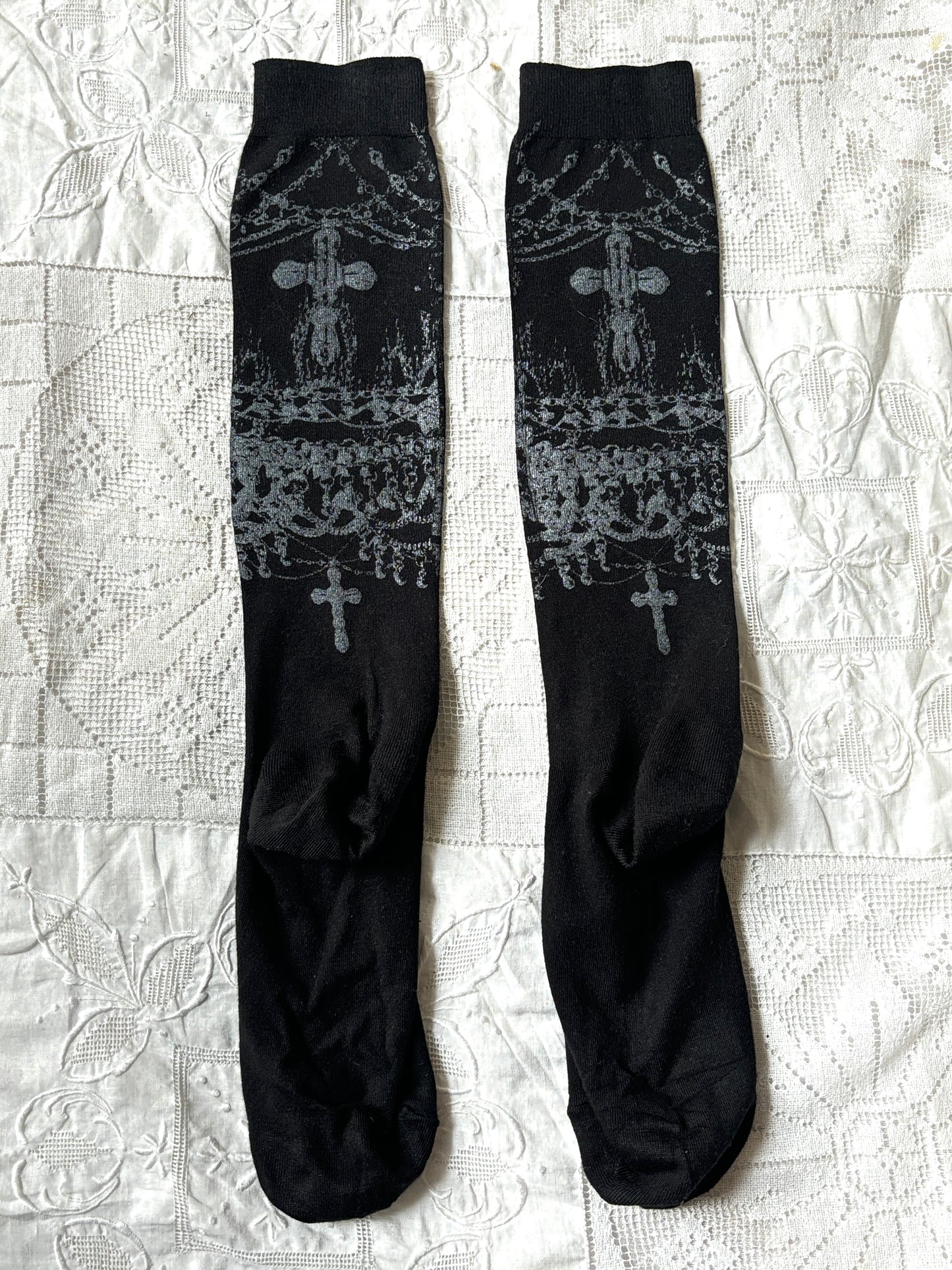 worshiped knee socks - black + gunmetal