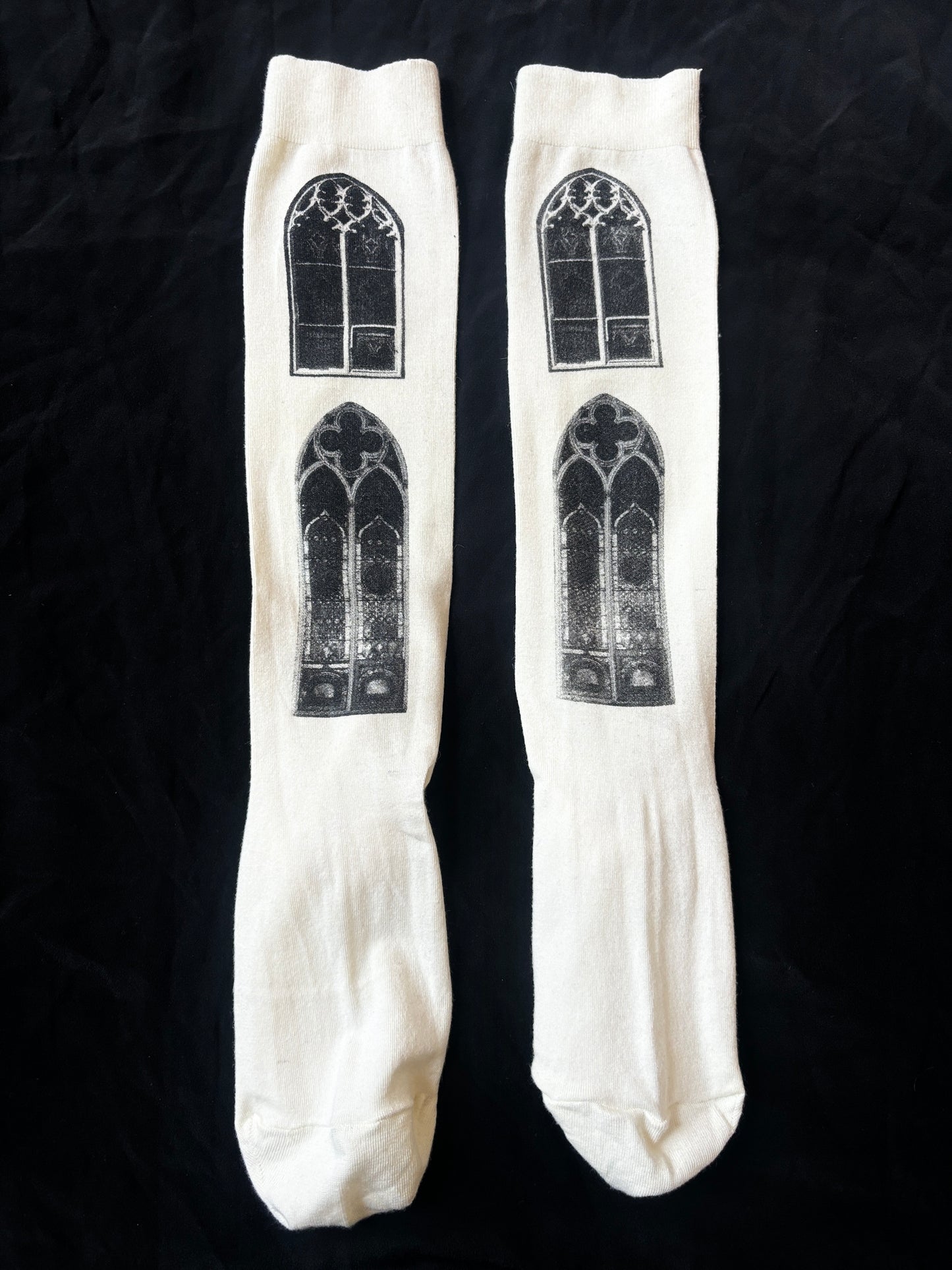 gothic window knee socks - ivory