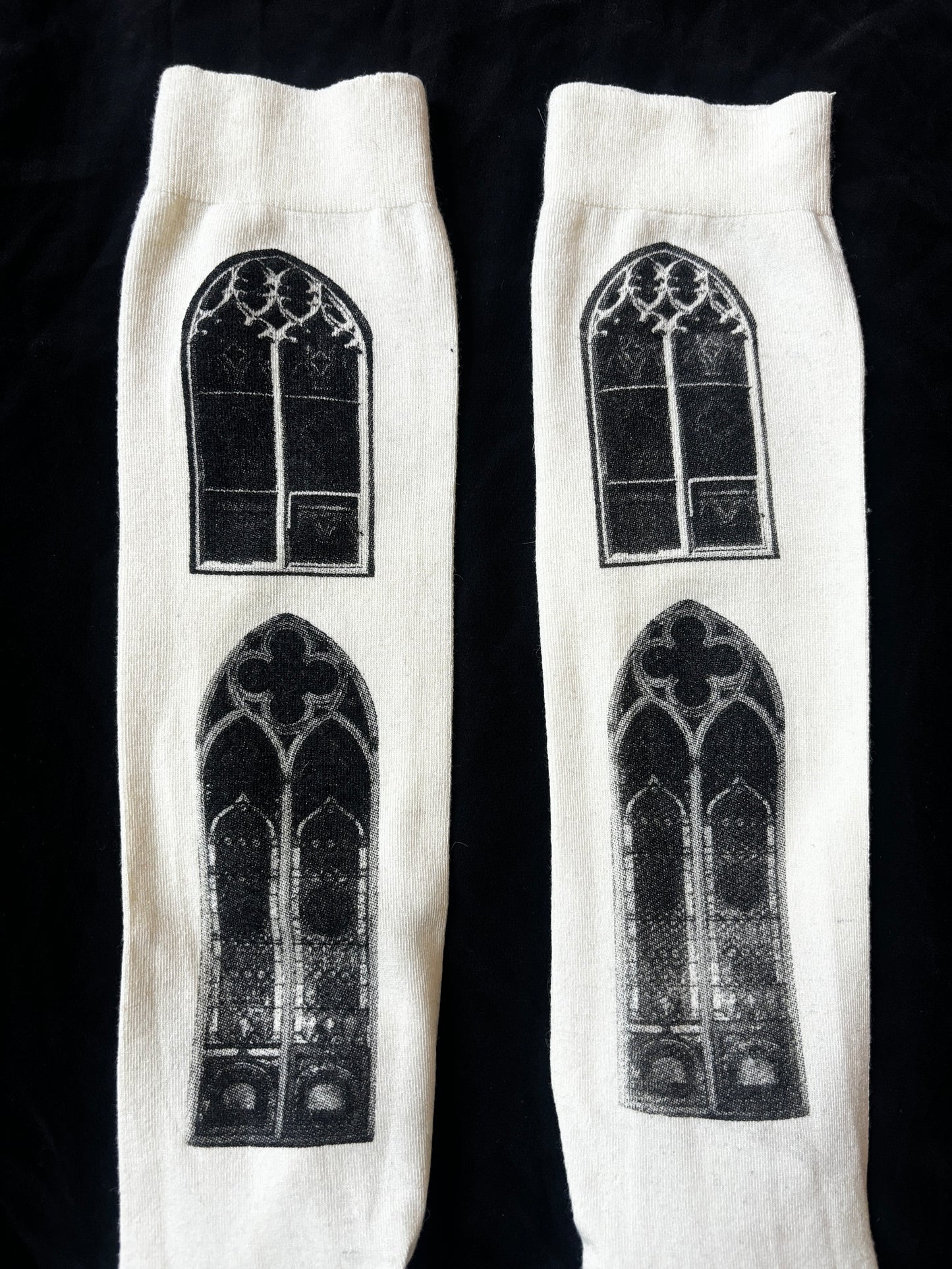 gothic window knee socks - ivory