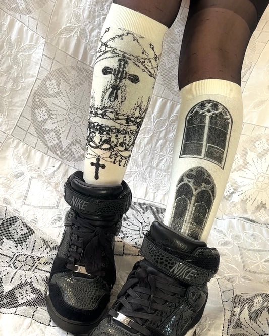 worshiped knee socks - ivory