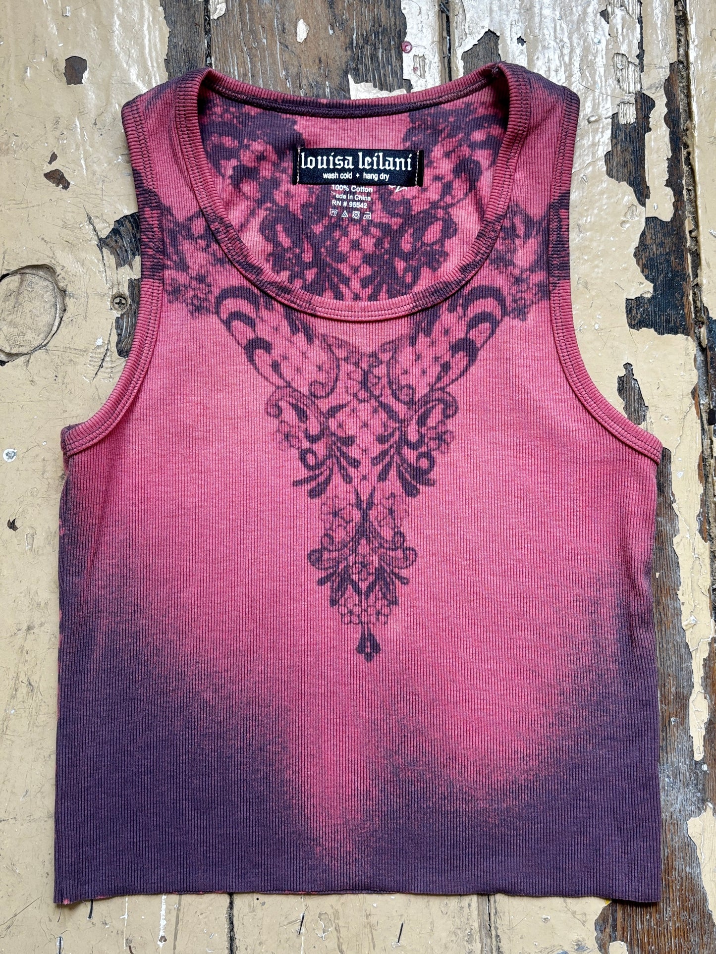 rose lilac bleach lace tank - s/m