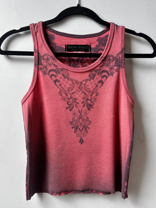 rose lilac bleach lace tank - m/l