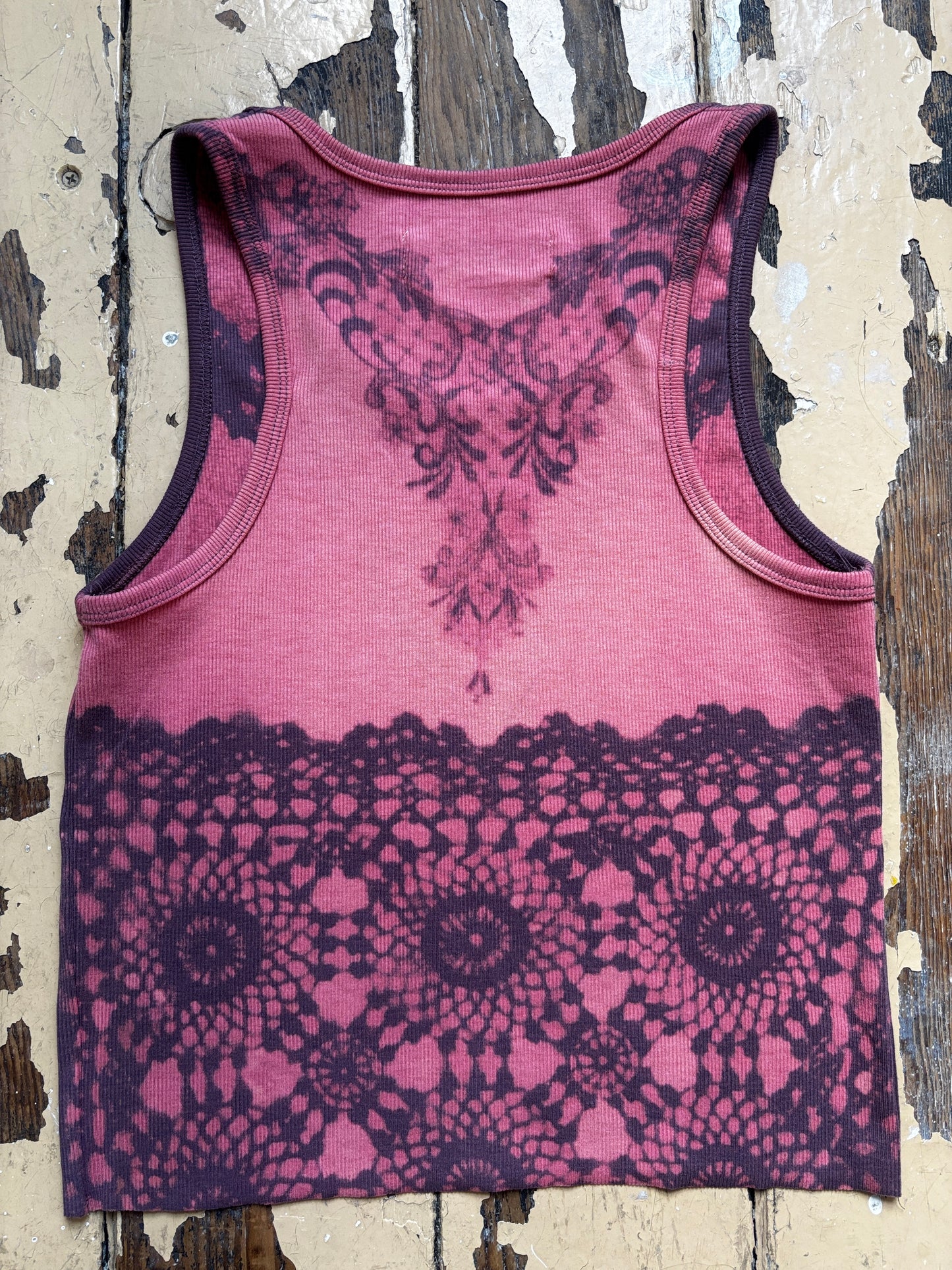 rose lilac bleach lace tank - m/l