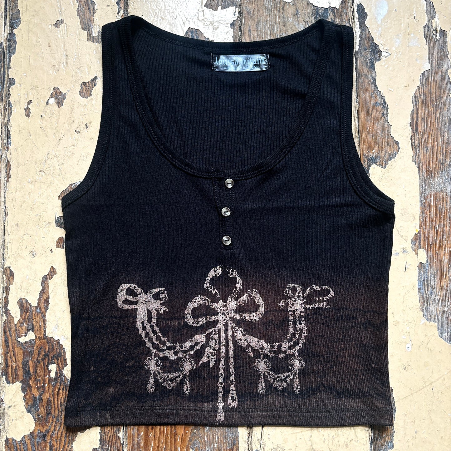 copper bow bleach lace henley tank