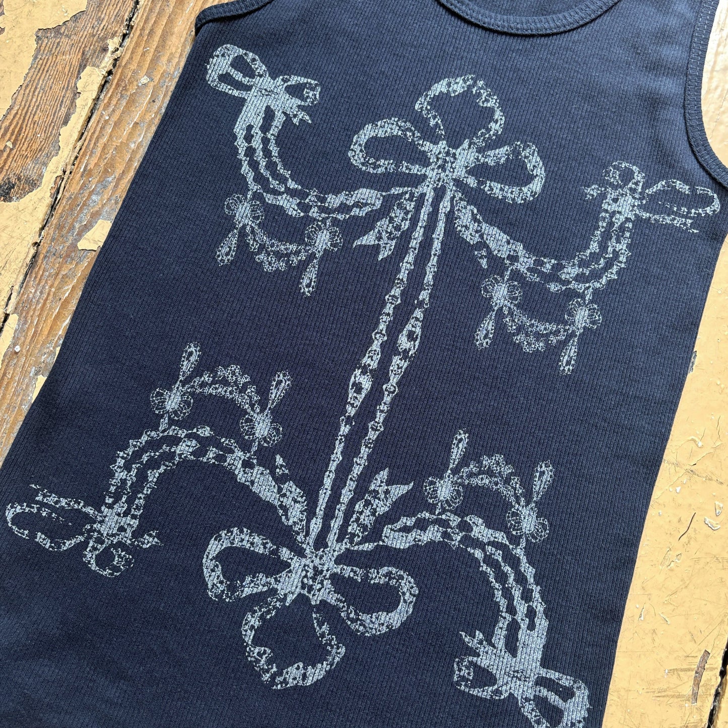 navy/silver double bow tank