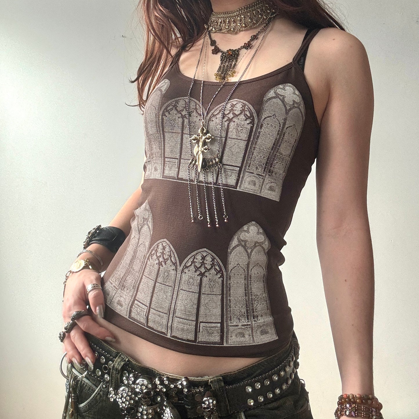 chocolate brown gothic window cami