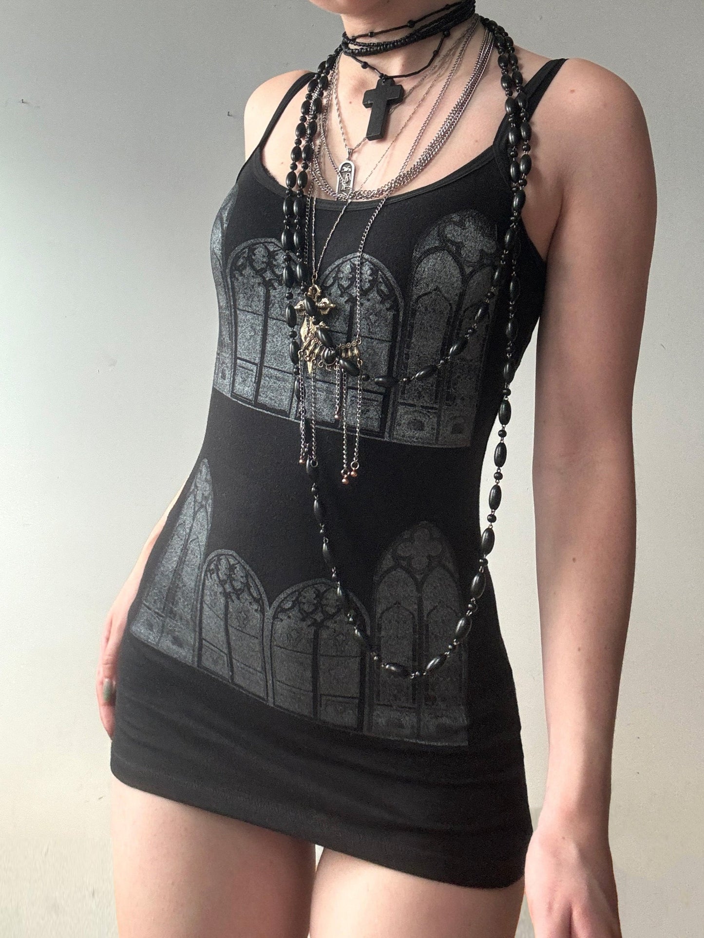 black/silver gothic window cami