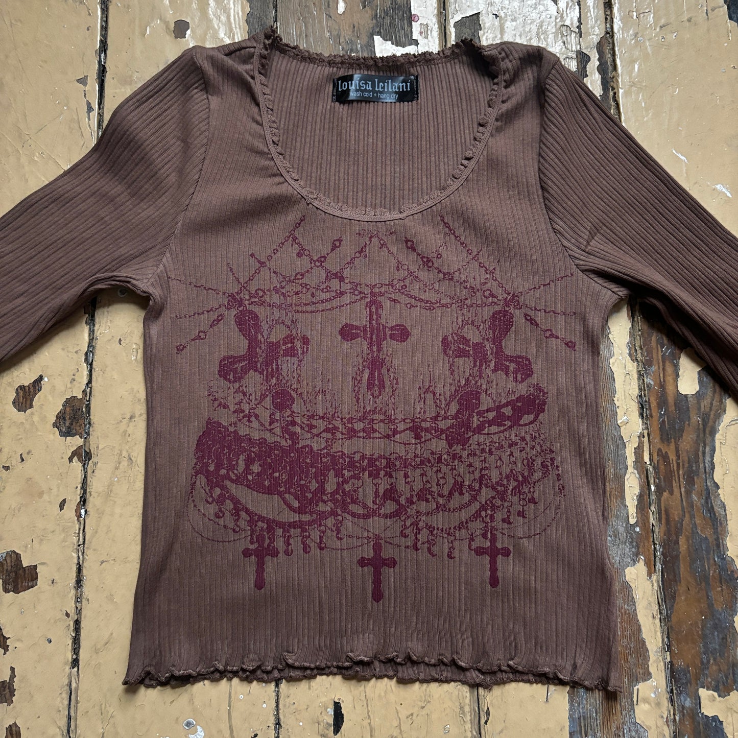 worshipped long sleeve brown+maroon