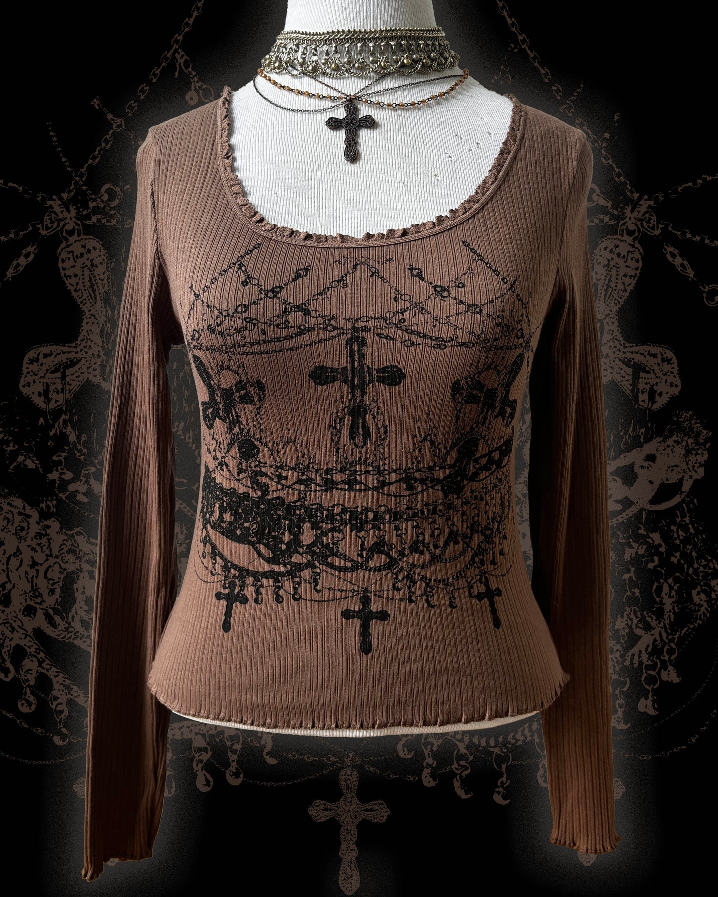 worshipped long sleeve brown+black
