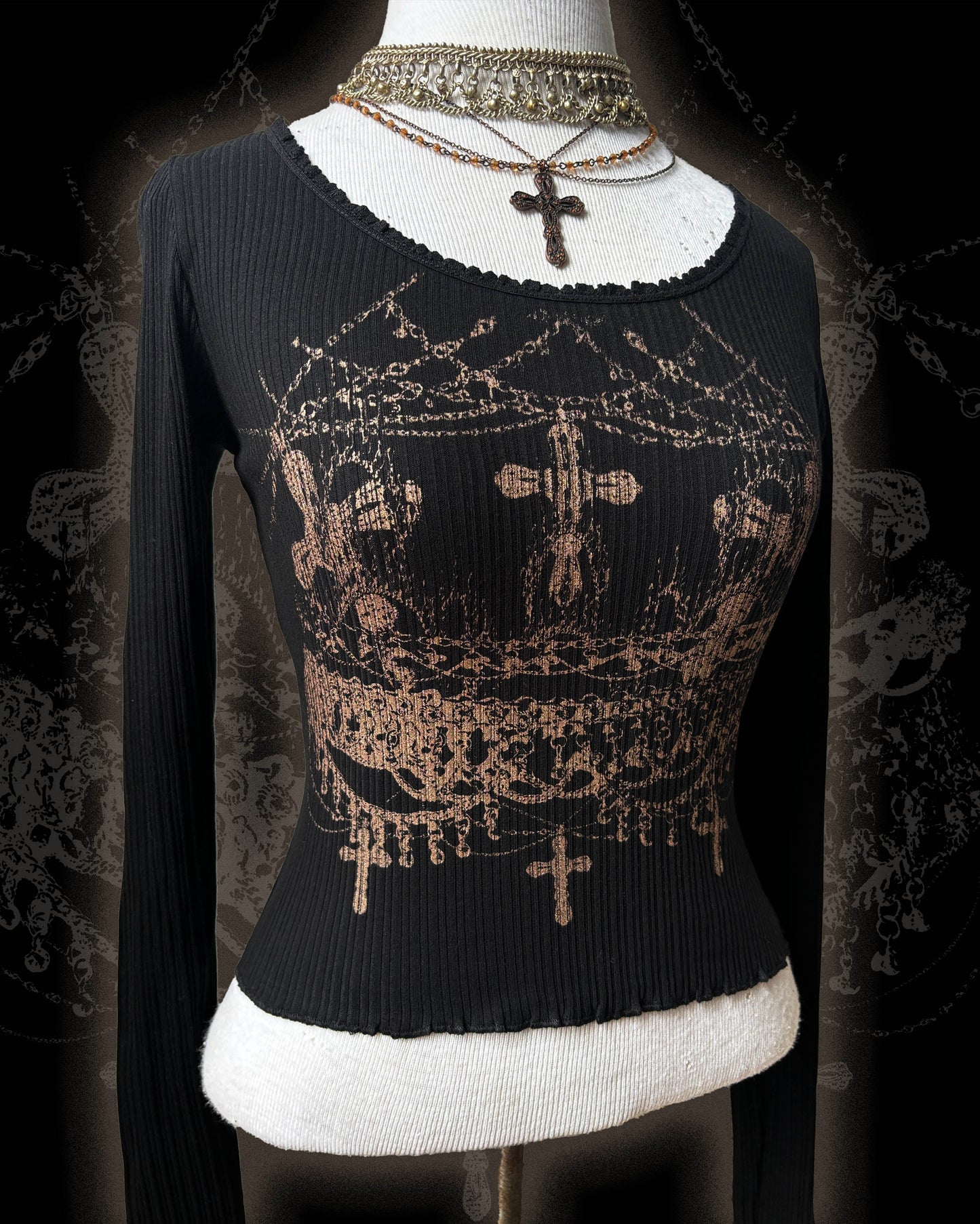 worshipped long sleeve black+copper