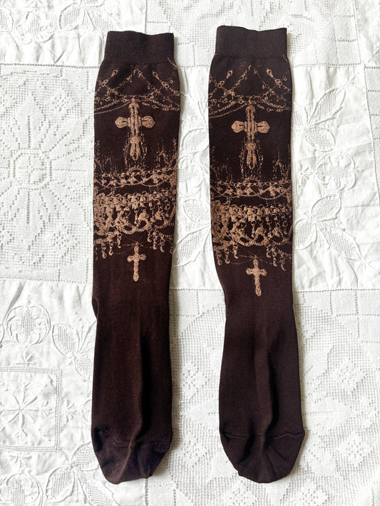 worshiped knee socks - brown + copper
