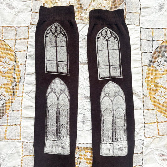 gothic window knee socks - brown