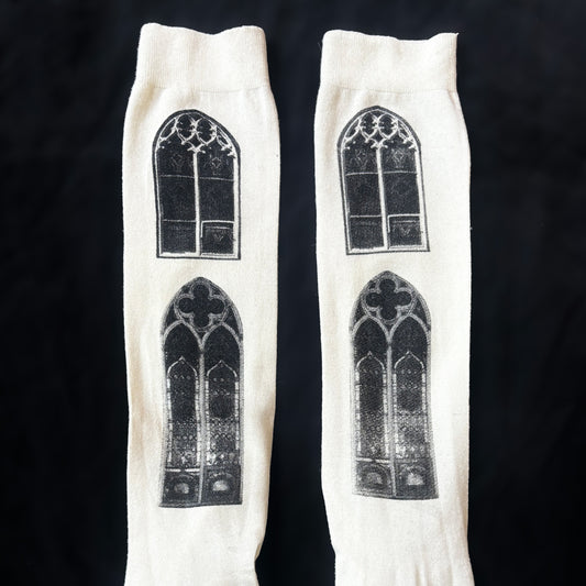 gothic window knee socks - ivory